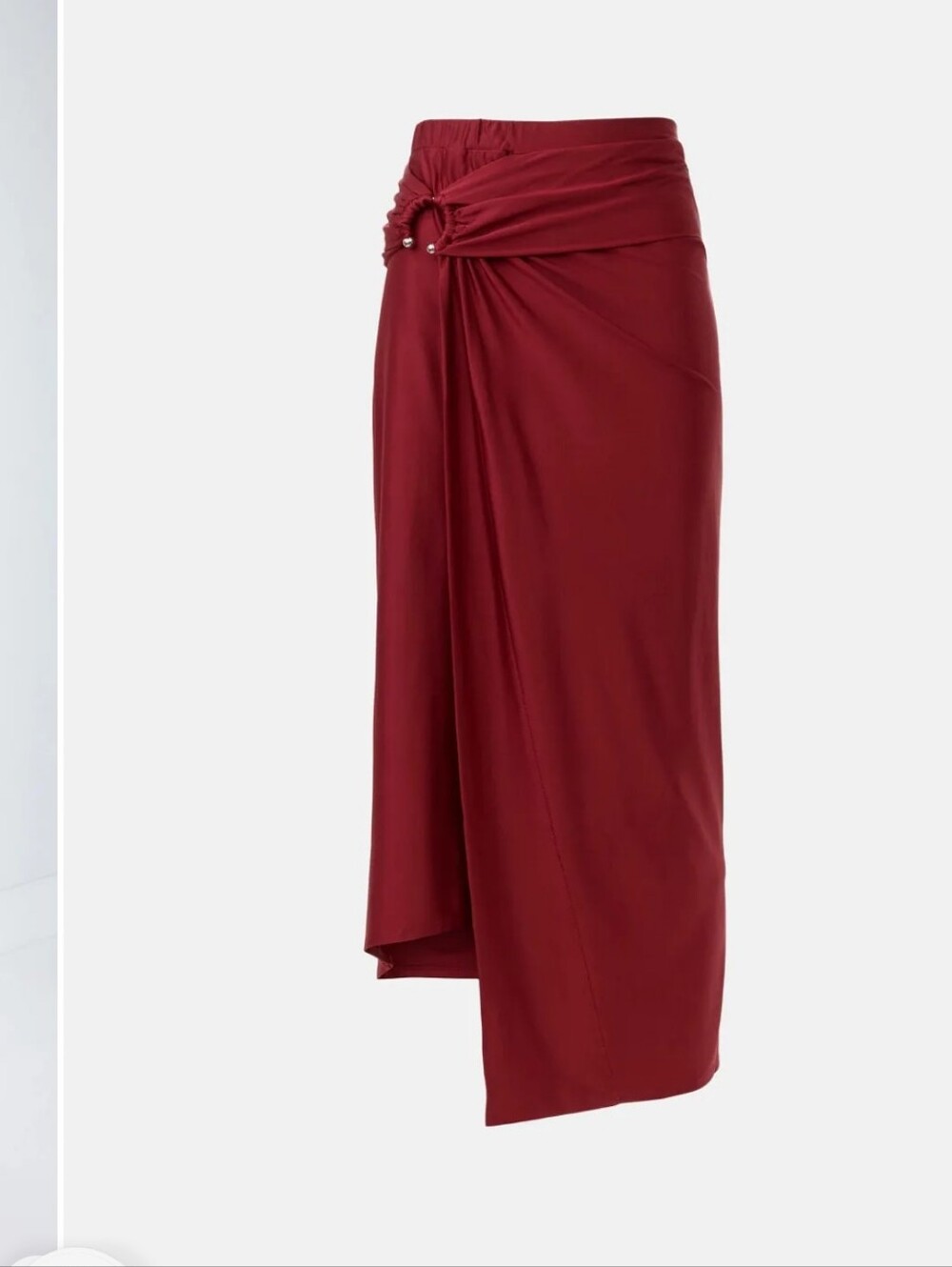 Rabanne Red Draped Midi Skirt with Ring Detail Size 34